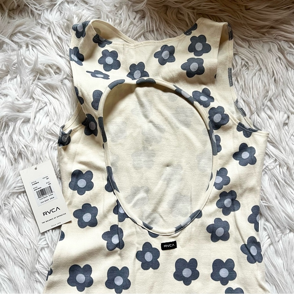 SOLD RVCA gogo mini dress white and blue 70s style size XS - Picture 5 of 7
